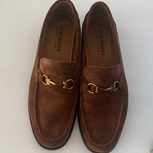 Steve Madden Brown Suede Loafers with Gold Bit